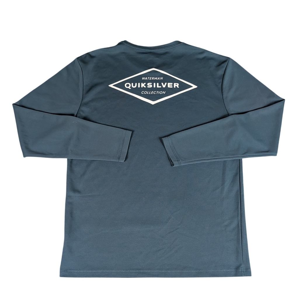 Quiksilver Waterman Collection Long Sleeve Sun Shirt Charcoal Blue Logo M